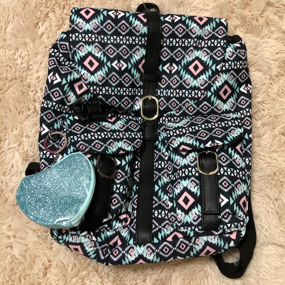 Multicolor tribal/Aztec print backpack